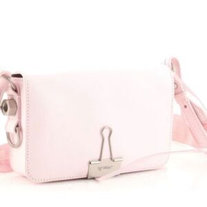 Off White PINK 
Binder Clip Flap Bag Leather